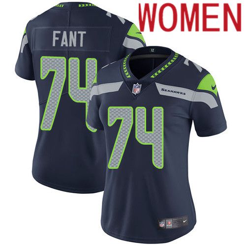 Women Seattle Seahawks #74 George Fant Nike Navy Vapor Limited NFL Jersey